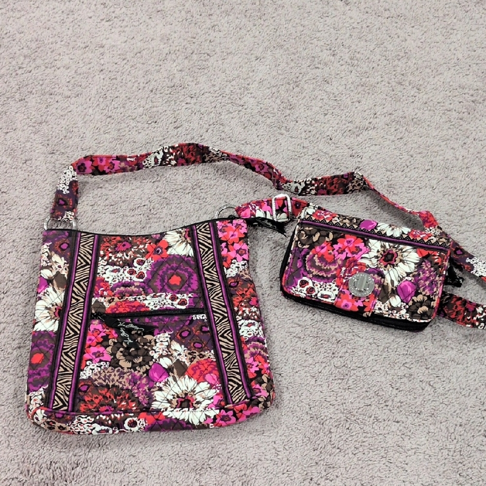 Vera Bradley Pink and‎ Purple Floral Crossbody Bag Set